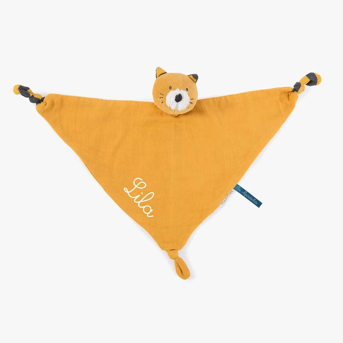 Moulin Roty Doudou Lange à Broder Chat Moutarde Lulu 2 Moulin Roty Doudou Lange à Broder Chat Moutarde Lulu – Image 2