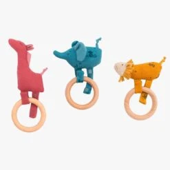 Moulin Roty Hochet Anneau Bois Girafe -Bébés Produits Magasin 669006 007 008 2 gris