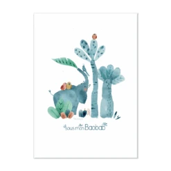 Moulin Roty Affiche Eléphant 50x70cm