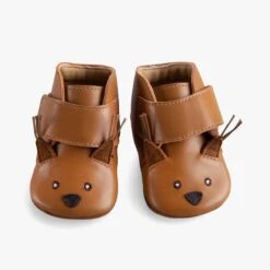 Moulin Roty Chaussons Cuir écureuil Camel -Bébés Produits Magasin 675011 3 1