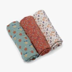 Moulin Roty Set De 3 Langes Imprimes (cerises/forêt/pommes) -Bébés Produits Magasin 675270 11