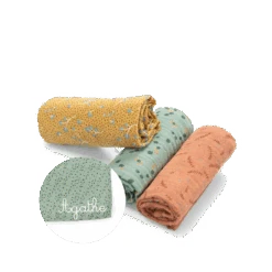 Moulin Roty Set De 3 Langes Imprimés (sauge/argile/ocre) -Bébés Produits Magasin 678273 2