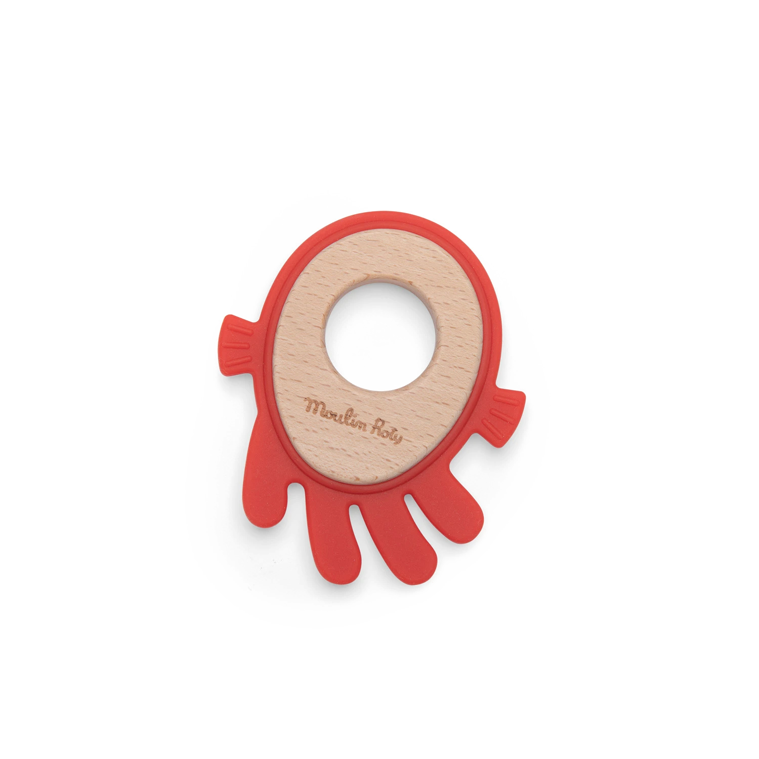 Moulin Roty Anneau De Dentition Bois Et Silicone Poulpe – Image 2