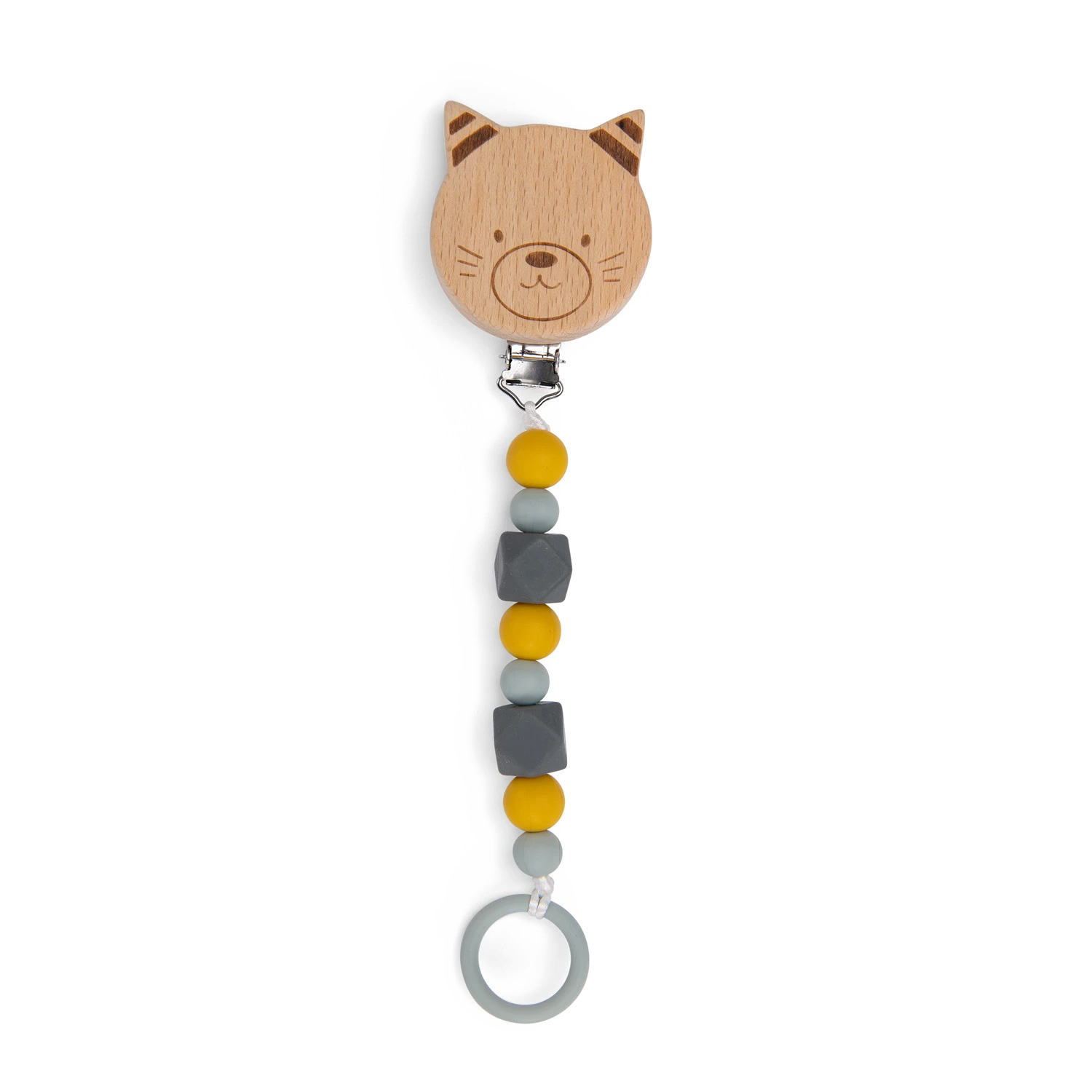Moulin Roty Attache-tétine Bois Et Silicone Chat – Image 2
