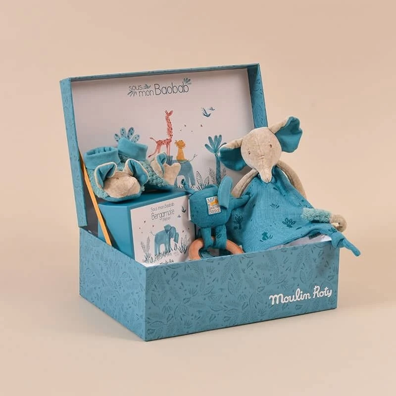 Moulin Roty Coffret Cadeau Naissance Doudou Eléphant 1 Moulin Roty Coffret Cadeau Naissance Doudou Eléphant