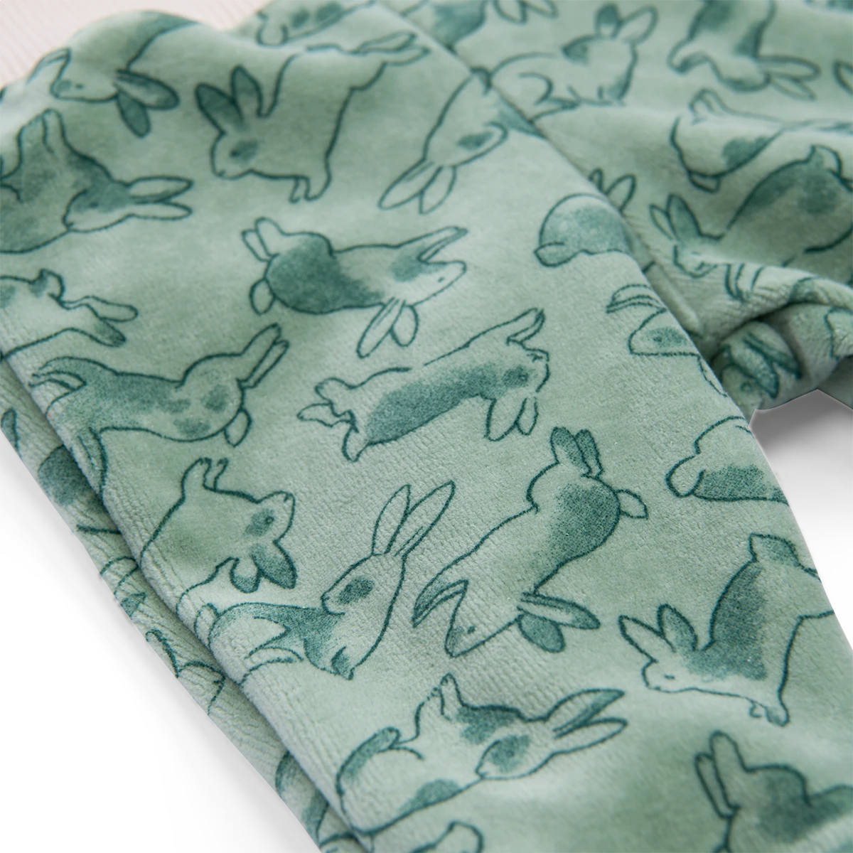 Moulin Roty Pantalon En Maille Velours Imprimé Lapins - Ivanoe – Image 4